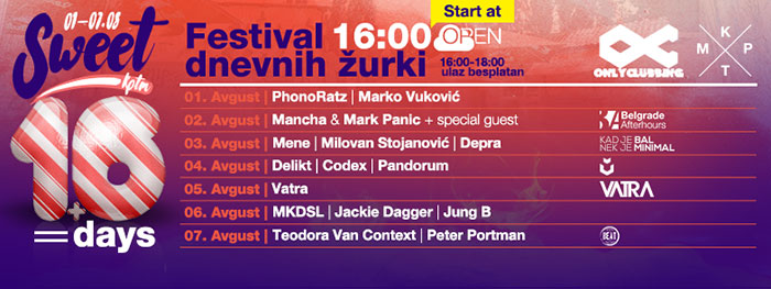 Sweet16 KPTM festival dnevnih zurki