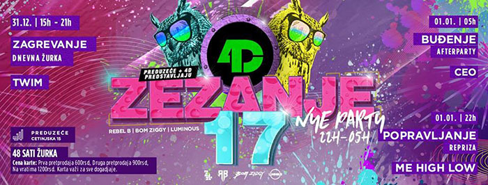 4D Nova godina Rebel B Luminous Bom Ziggy Me High Low Cetinjska