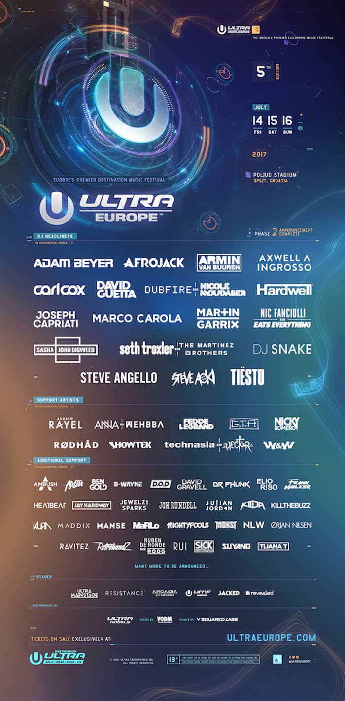 Ultra Europe 2017 Line Up izvodjaci