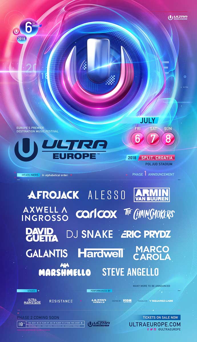 ULTRA Europe 2018 Eric Prydz Carl Cox Armin van Buuren Marco Carola