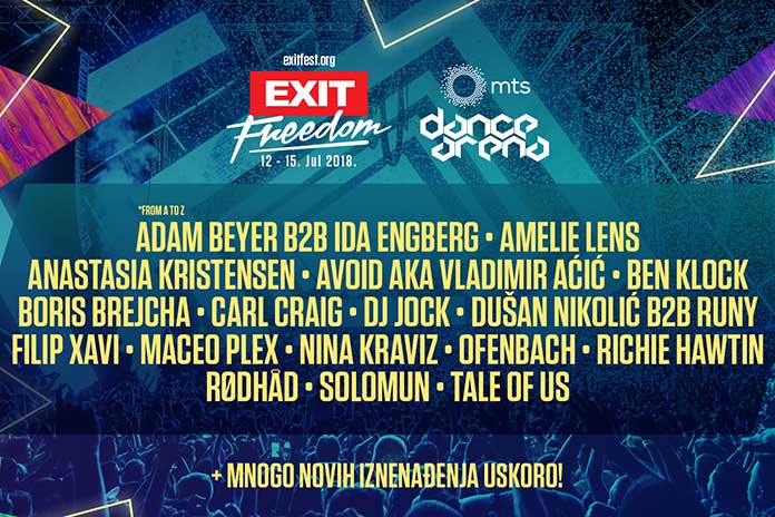 Dance Arena 2018 Nina Kraviz Solomun Maceo Plex Tale of Us Carl Craig Rødhad Boris Brejcha EXIT