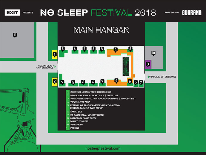 No Sleep festival 2018 mapa Hangar
