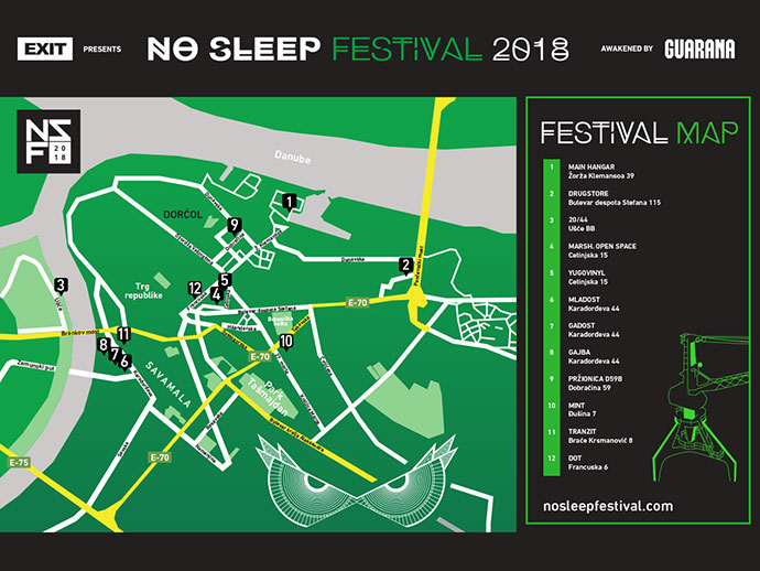 No Sleep festival 2018 mapa festivala