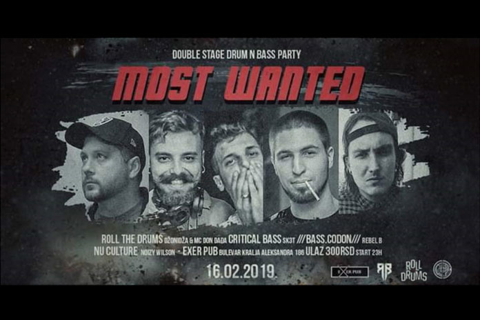 Drum’n’Bass žurka na 2 nivoa – Most Wanted party @ Exer // 16.02.