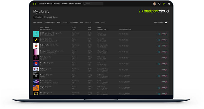 Beatport Cloud My Library