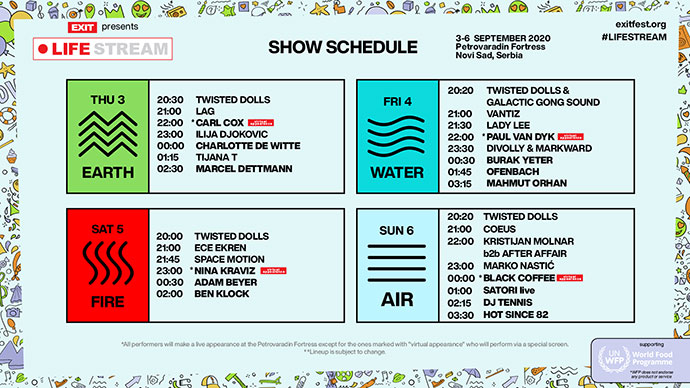 EXIT Life Stream 2020 satnica