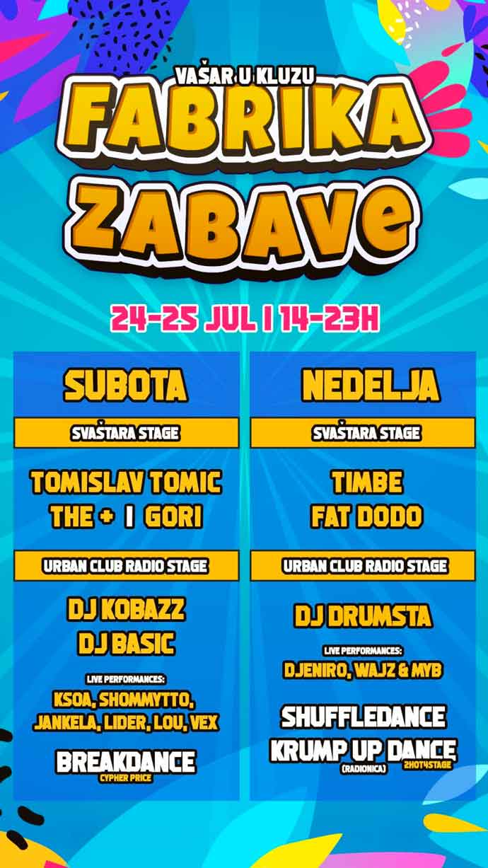 Vasar Kluz Fabrika zabave program