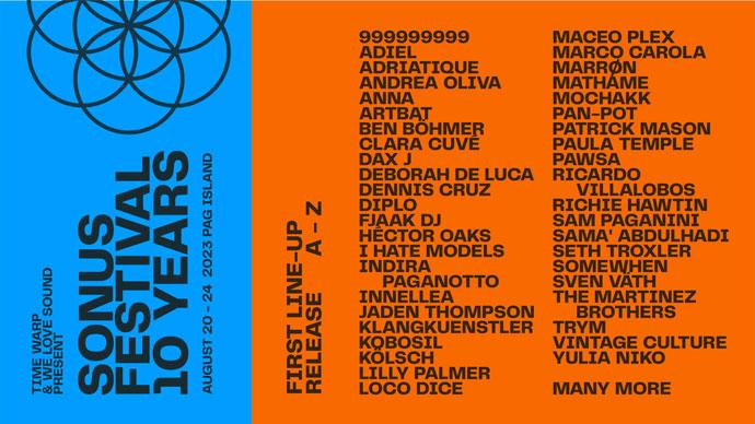Prvi izvođači na Sonus festivalu od 20. do 24. avgusta 2023. godine ostrvo Pag, Zrce, Hrvatska.
