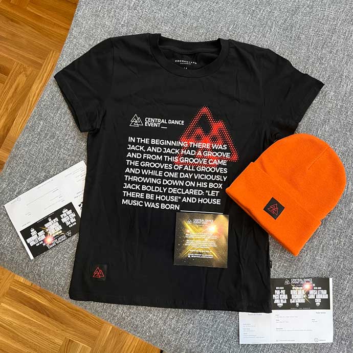 Central Dance Event 2023 pokloni: kapa, majica, vip karte i zahvalnica.