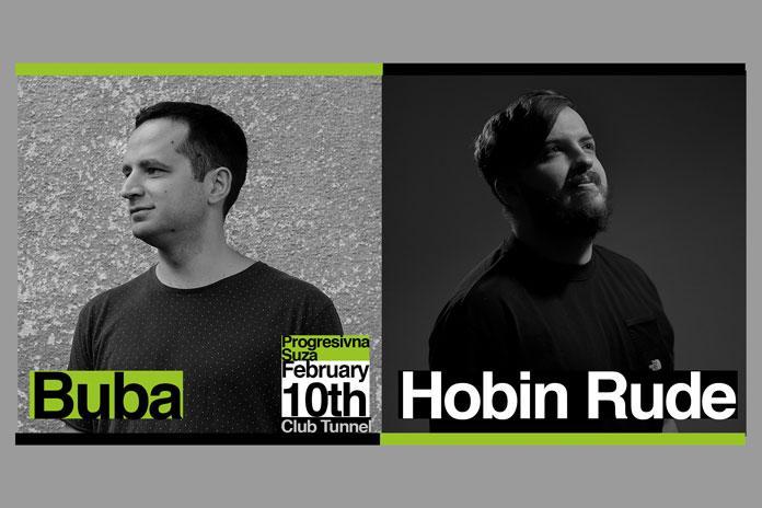 DJ-evi i producenti Buba i Hobin Rude nastupaju u Clubu Tunnel u Novom Sadu 10. februara 2023. godine.
