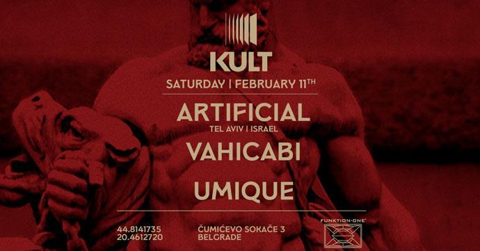 Artificial, Vahicabi i Umique u klubu Kult 11. februara 2023. godine.
