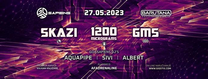 Skazi, 1200 Micrograms i GMS će nastupiti u klubu Barutana 27. maja 2023. godine.