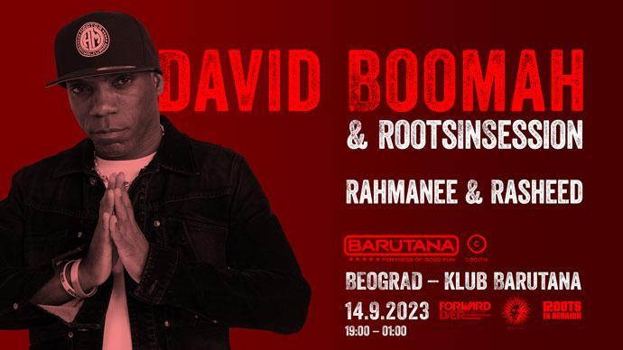 David Boomah i Rootsinsession nastupiće u klubu Barutana 14. septembra 2023. godine.