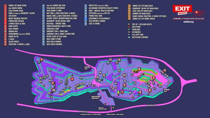 Mapa EXIT festivala 2023.