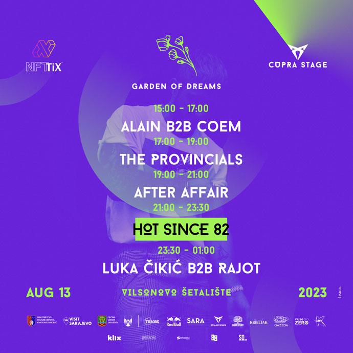 Satnica Garden of Dreams Eventa na Sarajevo film festivalu 2023 sa Hot Since 82 koji će se održati na Vilsonovom šetalištu.