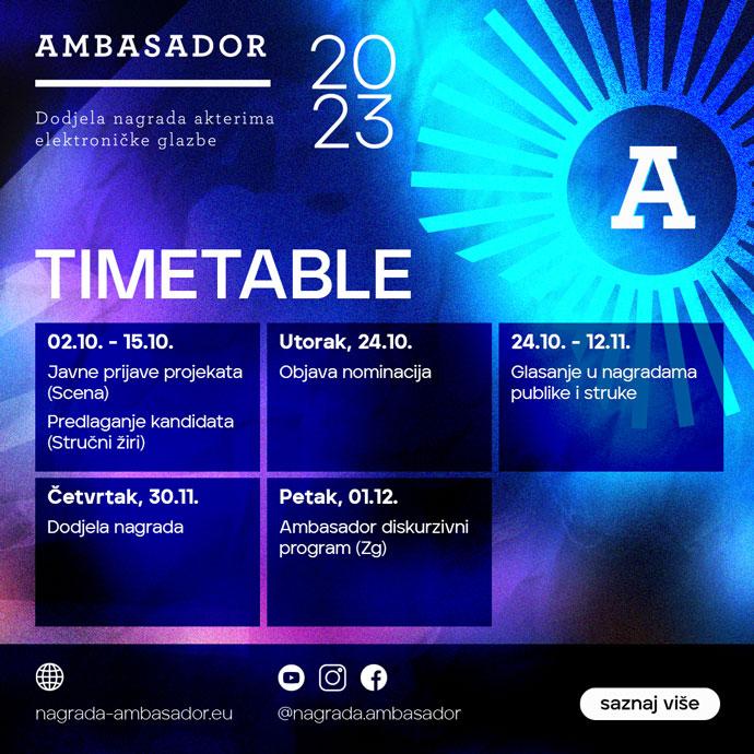 Nagrada Ambasador 2023 Timetable.
