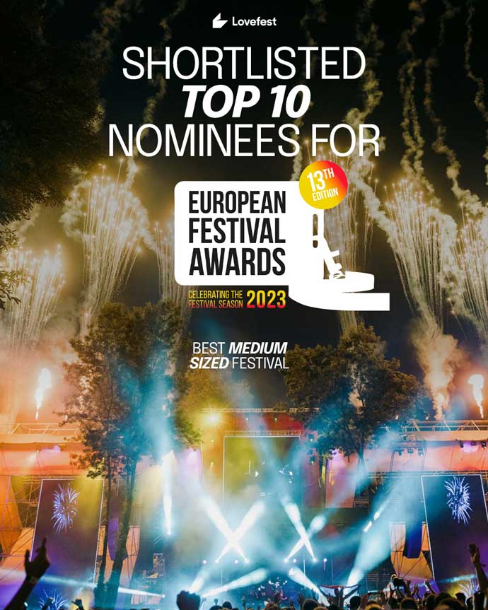 Lovefest u Top 10 European Festival Awards 2023.