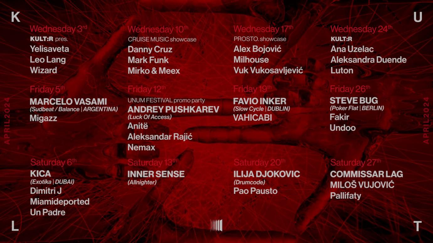 KULT KLUB BEOGRAD MESECNI PROGRAM APRIL 2024