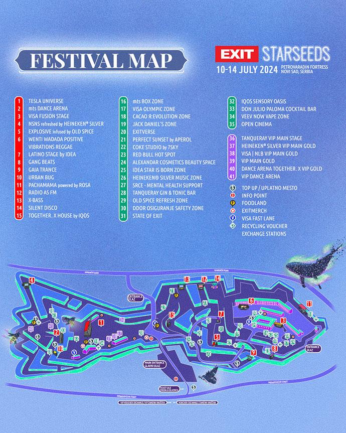 Mapa EXIT festivala 2024.