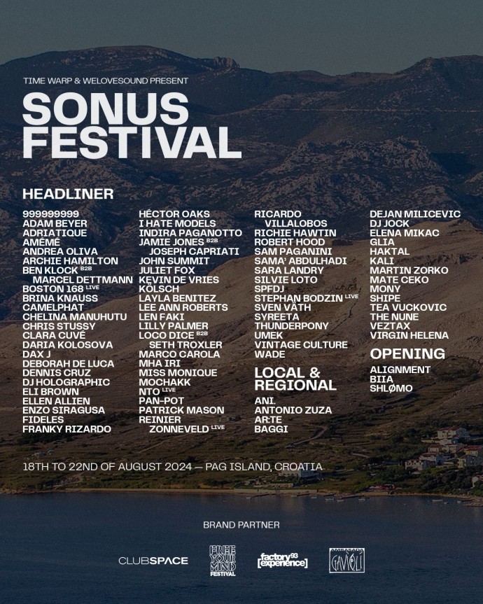 sonus we love sound 2024 lineup zrce pag