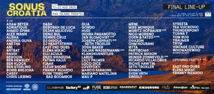 sonus croatia 2025 lineup lista izvodjaca