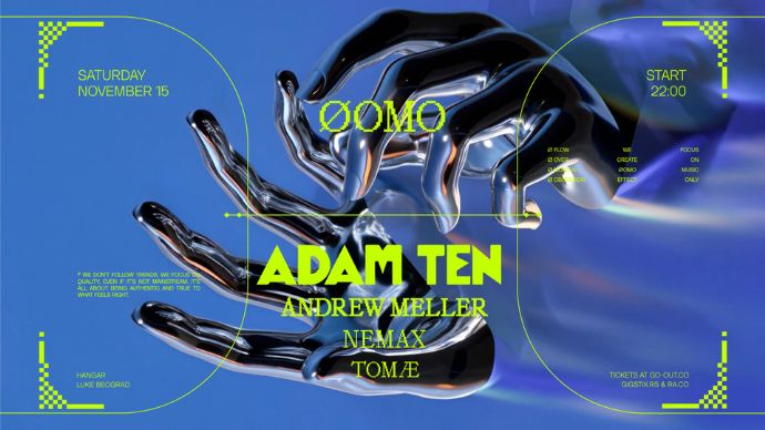 Adam Ten na Fomo žurci u Hangaru u Beogradu 15. novembra 2025. godine.