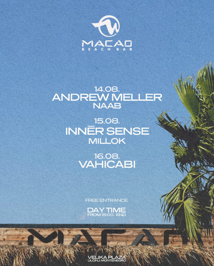 Andrew Meller i Inner Sense u Macao Beach Baru u Ulcinju 14. i 15. avgusta 2026. godine.